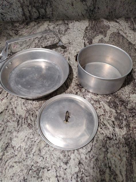 Vintage Metal Boy Scout Mess Kit, Camping 